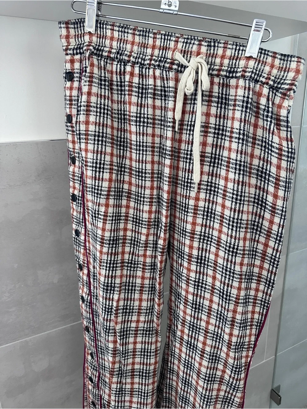 Free People Plaid Bomber Jacket & Pants Set in White, Red & Black